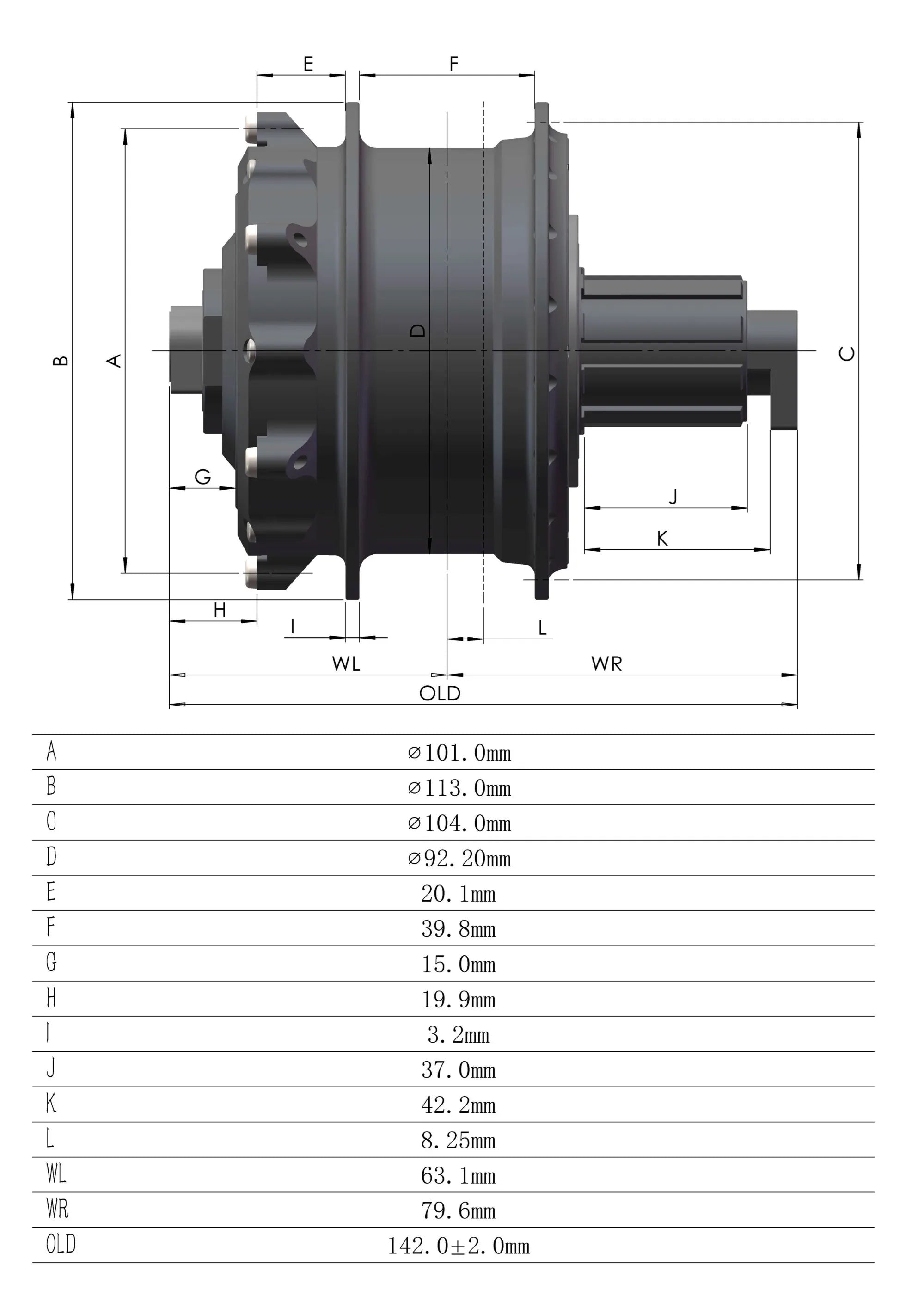 Keyde S110 Wireless Thru-Axle Non Boost Rear Motor Kit 36V